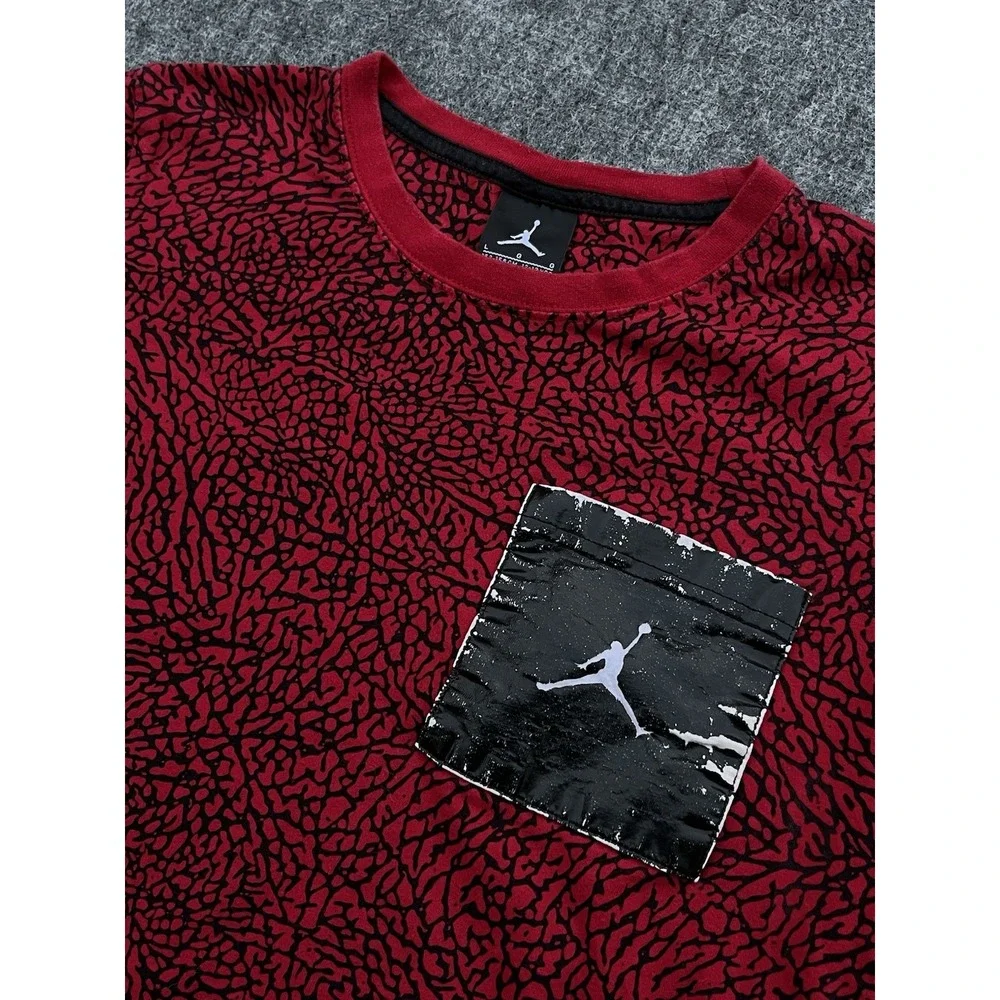 Air Jordan Logo T-Shirt Youth Large Textured Multicored Jump Man ‎ *RARE*